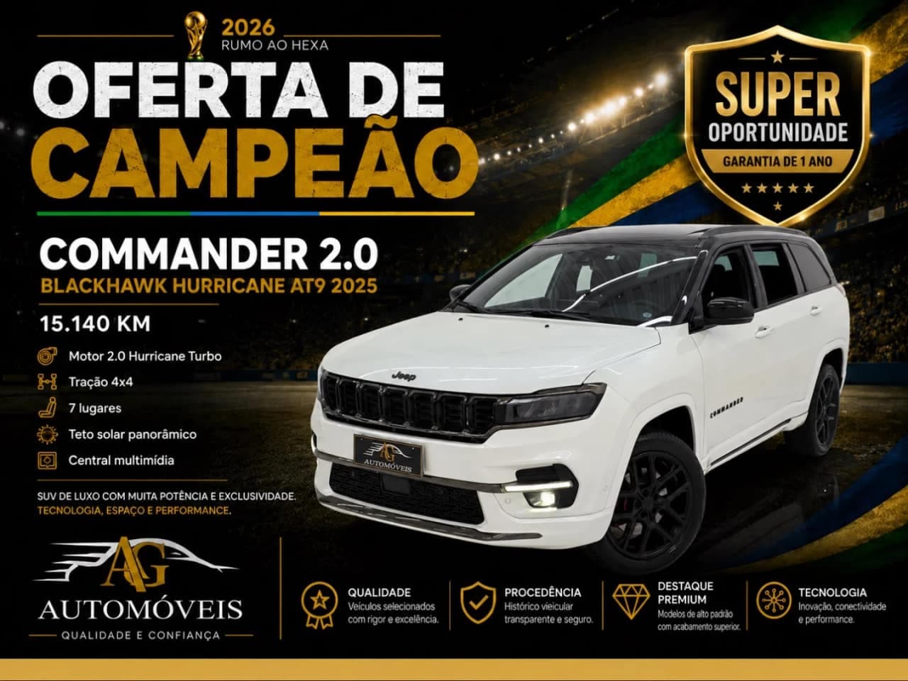 Jeep Commander 2.0 HURRICANE 4 TURBO GASOLINA BLACKHAWK AT9