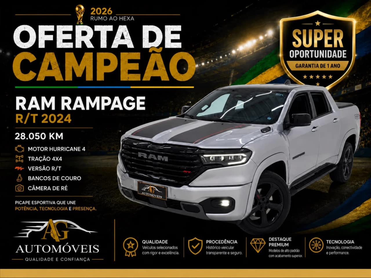 RAM Rampage 2.0 HURRICANE 4 TURBO GASOLINA R/T 4X4 AUTOMÁTICO